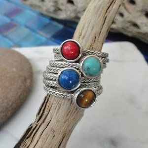 ⃘💍Stackable Gemstone Ring Set✨⃘